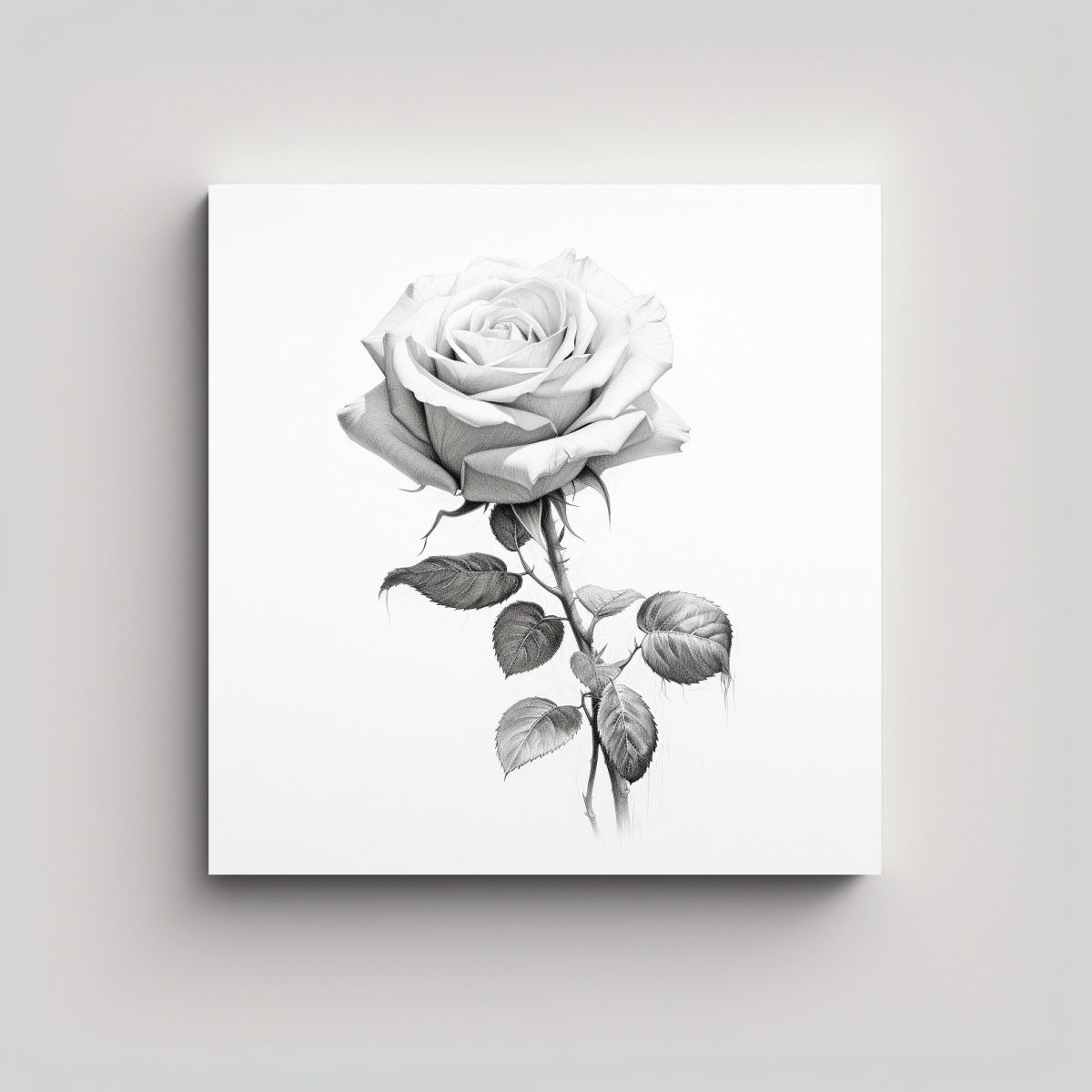 GENERICO - Ilustración De Rosa En Línea Fina Arte De 60x60 Cm