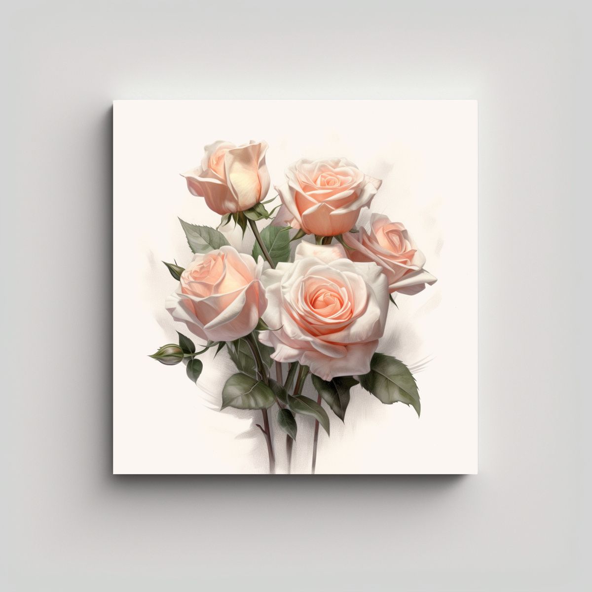 GENERICO - Esquema De Ramo De Rosas 3D Color Neutro Fondo 60x60 Cm