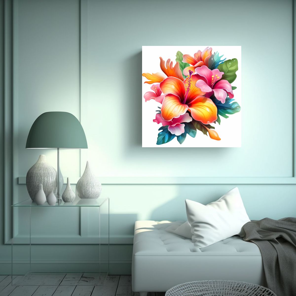 GENERICO - Arte Mural Floral Para Cocina Decoración Lienzo 60x60 Cm