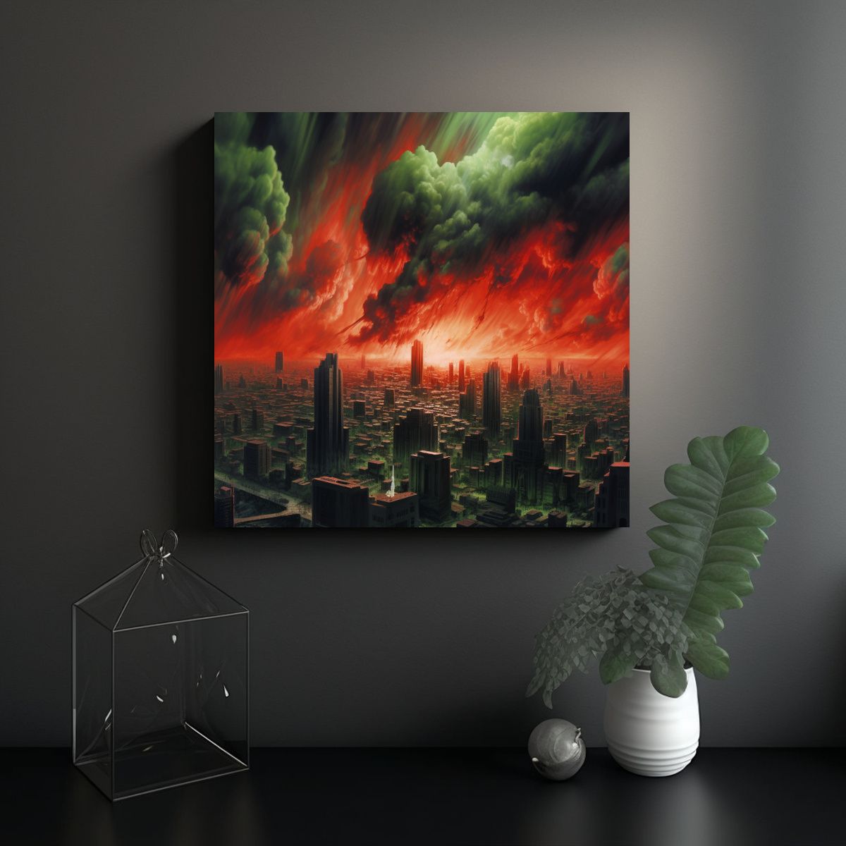 GENERICO - Cuadro Moderno Ciudad Nublada Estilo 60x60 Cm