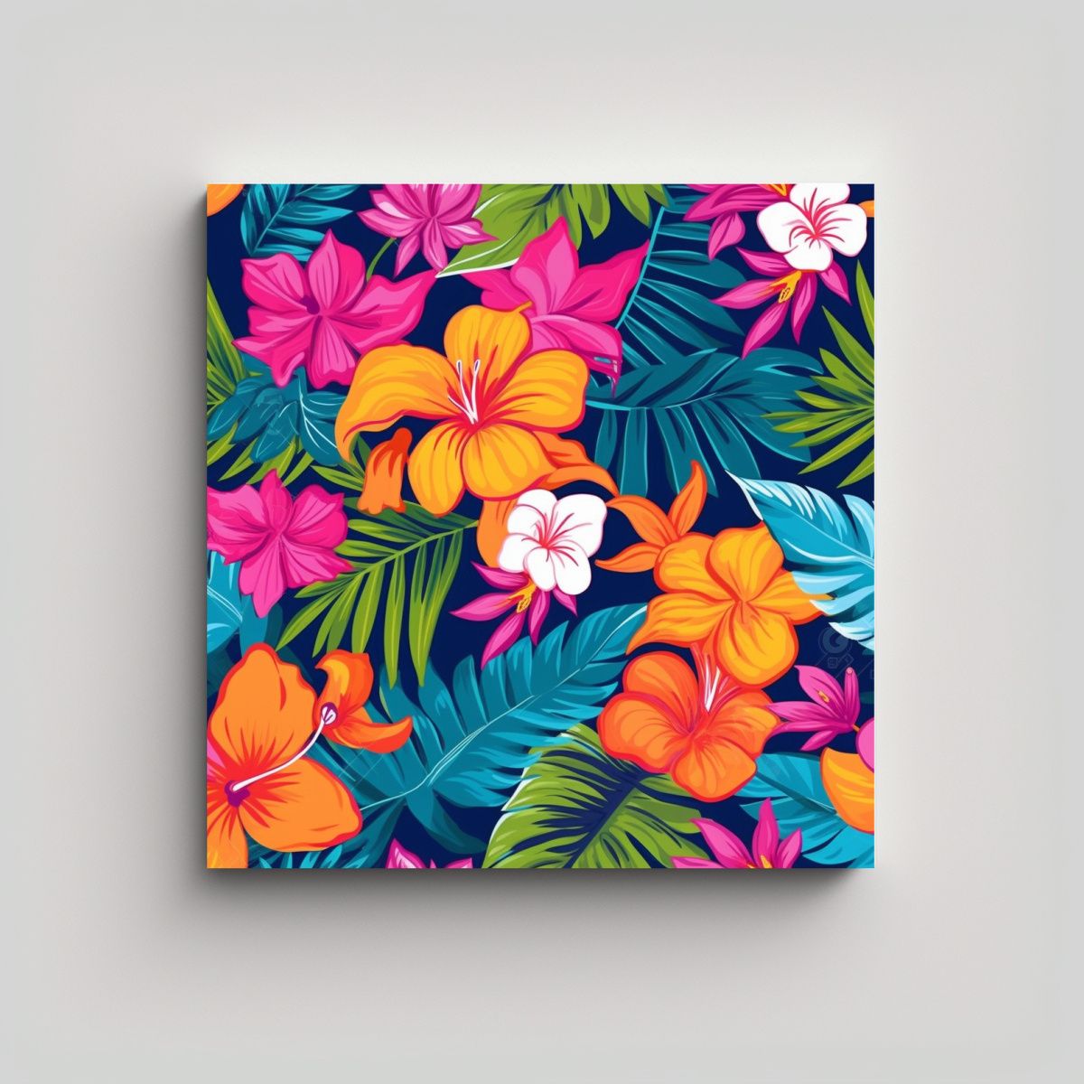 GENERICO - Cuadro Tropical Vibrante Preppy Armonía En 60x60 Cm.