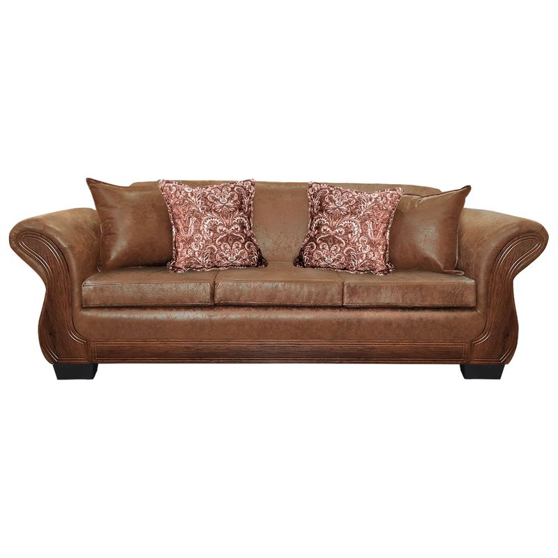 AMERICA DECORA - Sofá Con Resorte Estructural 4 Cuerpos Finis Envejecido Terracota X