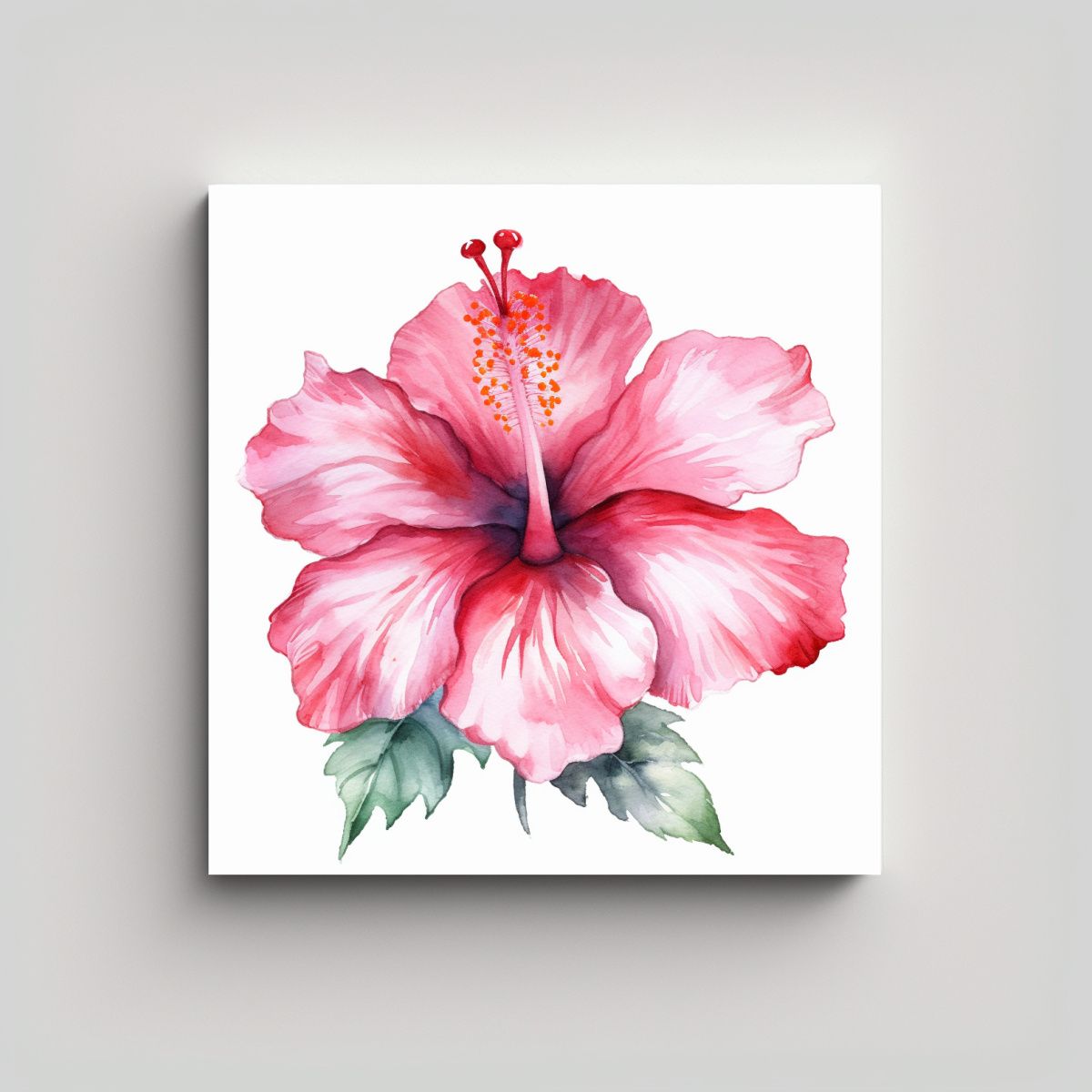 GENERICO - Cuadro Decorativo Hibiscus One Arte Acuarela 60x60 Cm