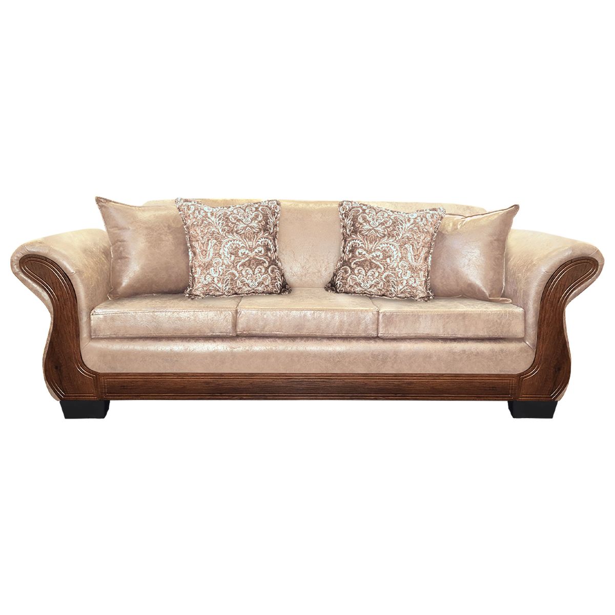 AMERICA DECORA - Sofá Con Resorte Estructural 4 Cuerpos Finis Envejecido Beige X