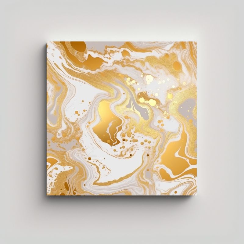 GENERICO - Cuadro Lienzo Tela Moderno Glitter Dorado Liquido 60x60 Cm