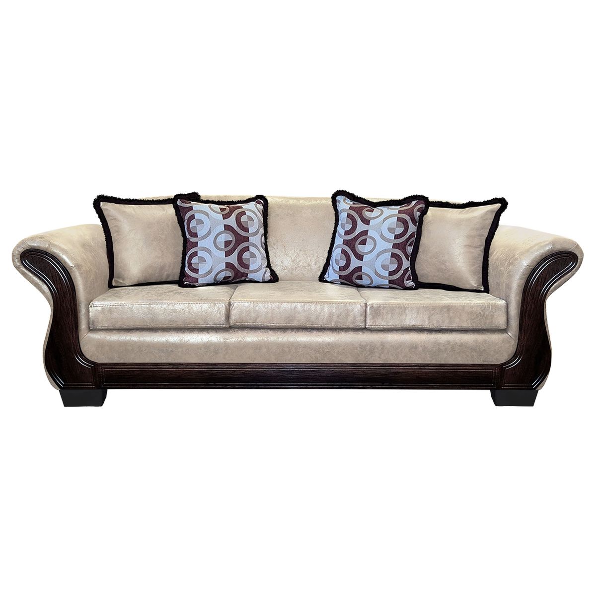 AMERICA DECORA - Sofá Con Resorte Estructural 4 Cuerpos Finis Envejecido Blanco.