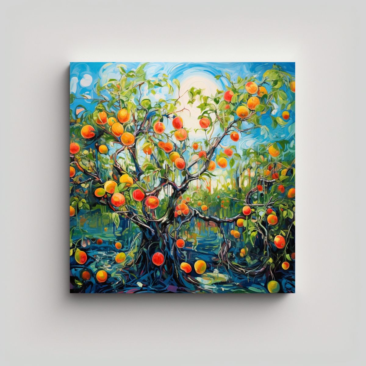GENERICO - Cuadro Hermoso Minimalista De Árboles Frutales 60x60 Cm