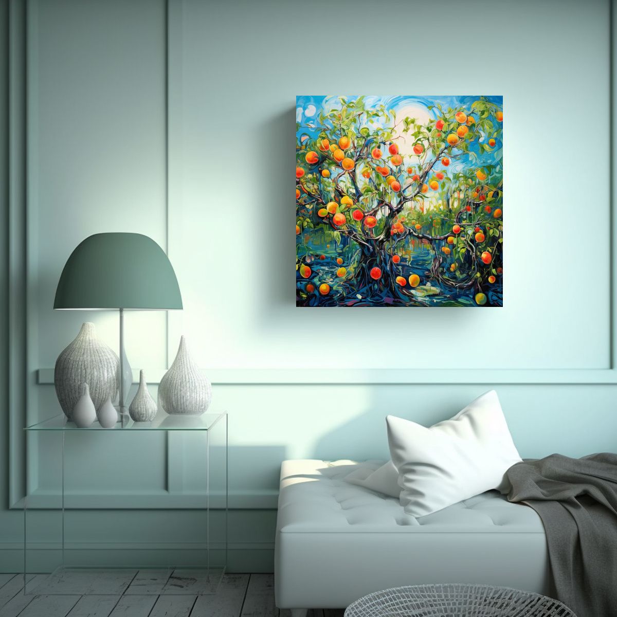 GENERICO - Cuadro Hermoso Minimalista De Árboles Frutales 60x60 Cm