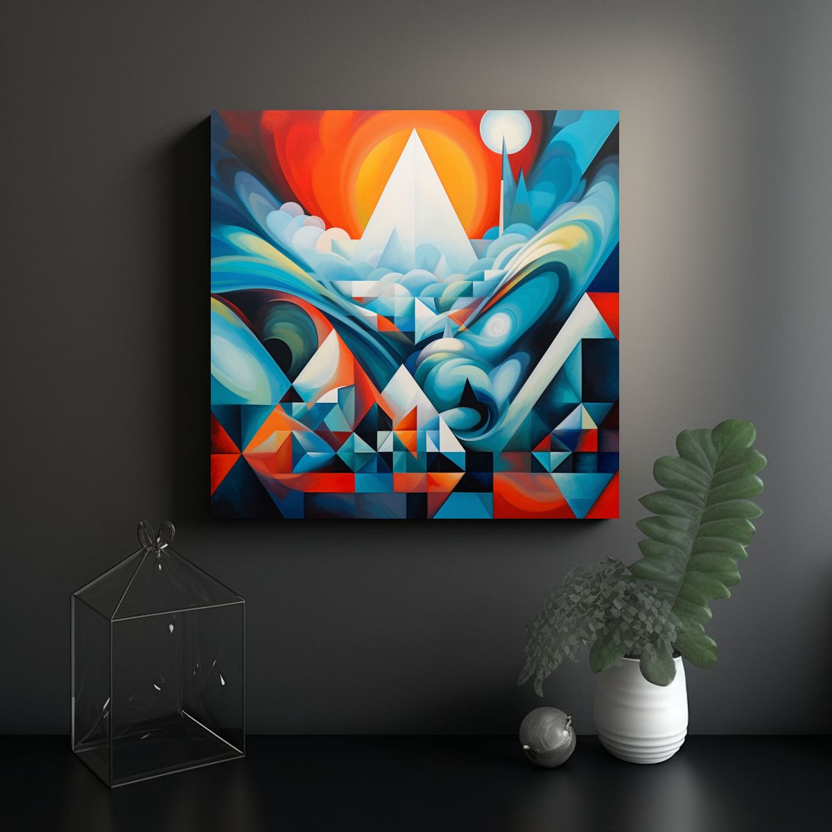 GENERICO - Pintura Abstracta Geométrica Estilo Adida Samraj 60x60 Cm