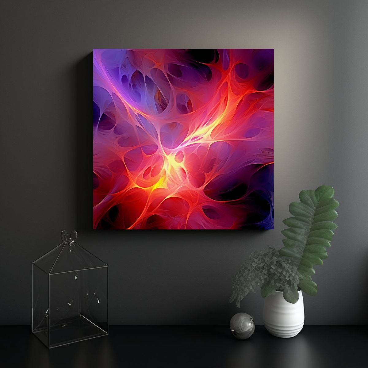 GENERICO - Pintura Abstracta Neon Con Detalles Intrincados 60x60 Cm