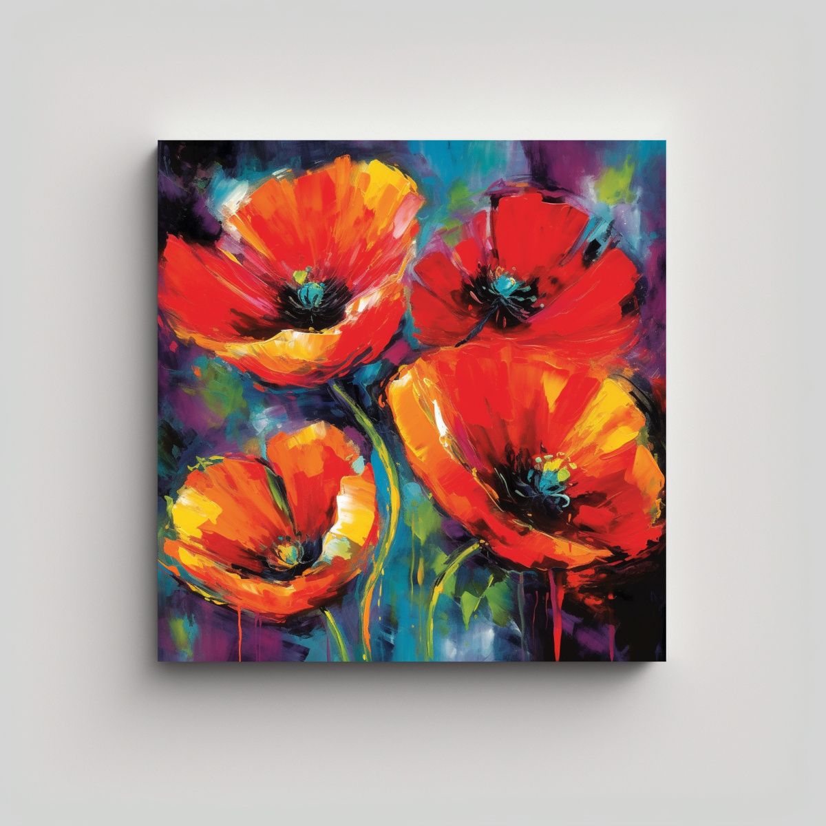 GENERICO - Explosión De Amapolas Vibrantes Composición 60x60 Cm