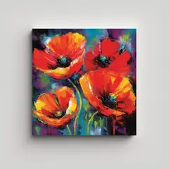 GENERICO - Explosión De Amapolas Vibrantes Composición 60x60 Cm