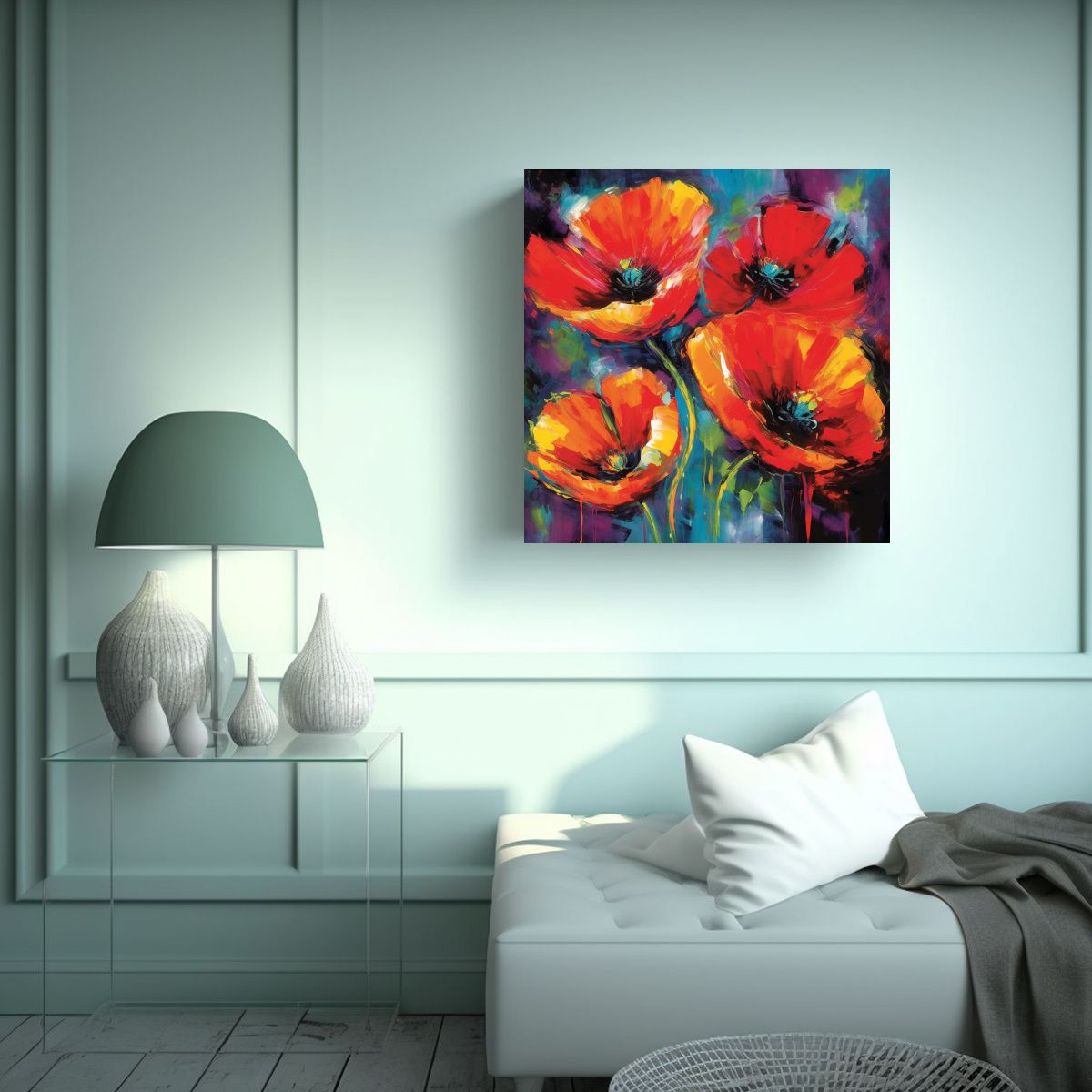 GENERICO - Explosión De Amapolas Vibrantes Composición 60x60 Cm