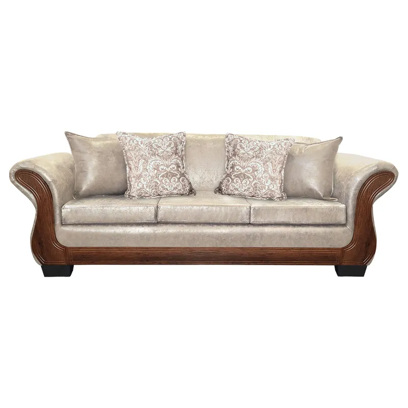 AMERICA DECORA - Sofá Con Resorte Estructural 4 Cuerpos Finis Envejecido Blanco X