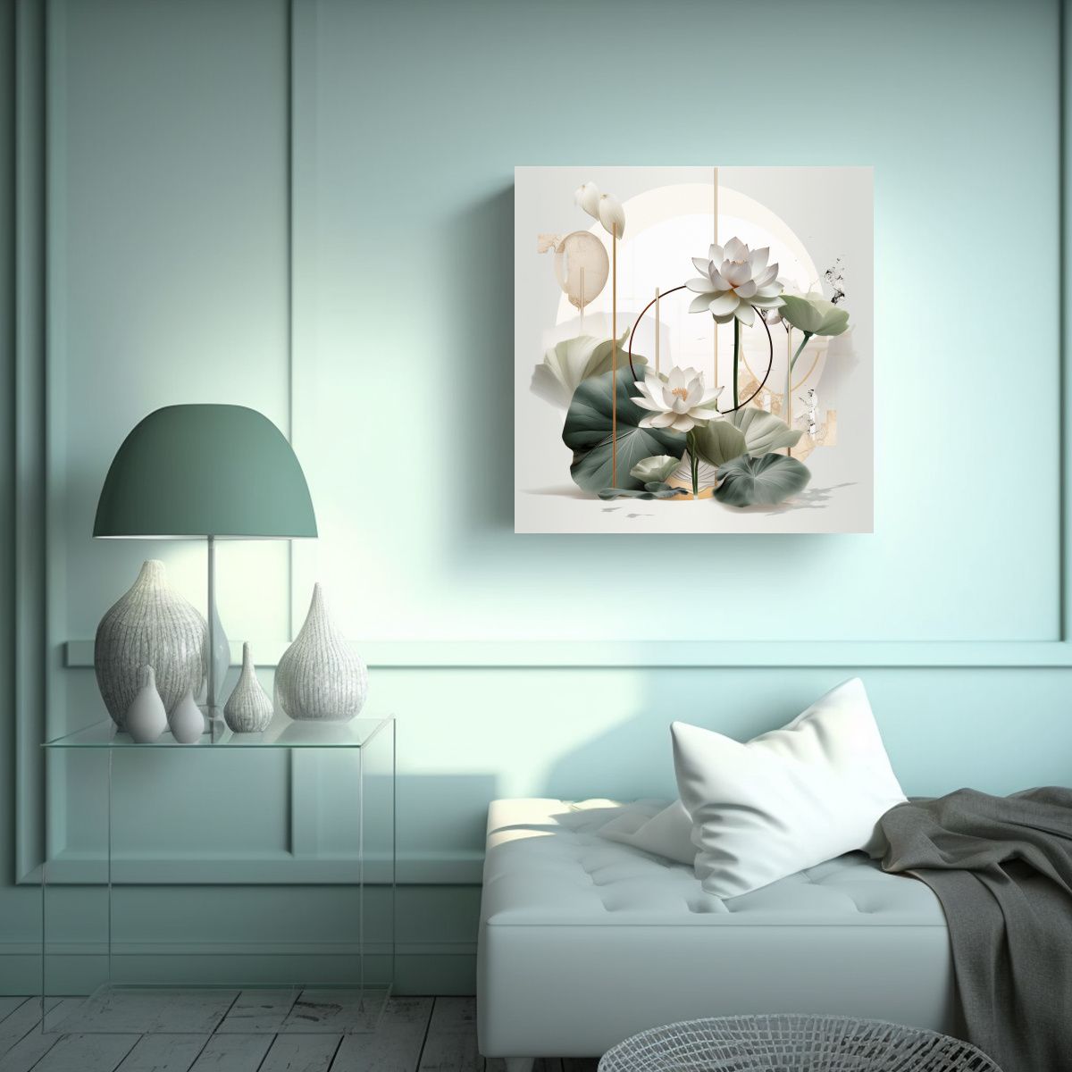 GENERICO - Diseño Clásico Con Geometría Y Hojas De Loto 60x60 Cm