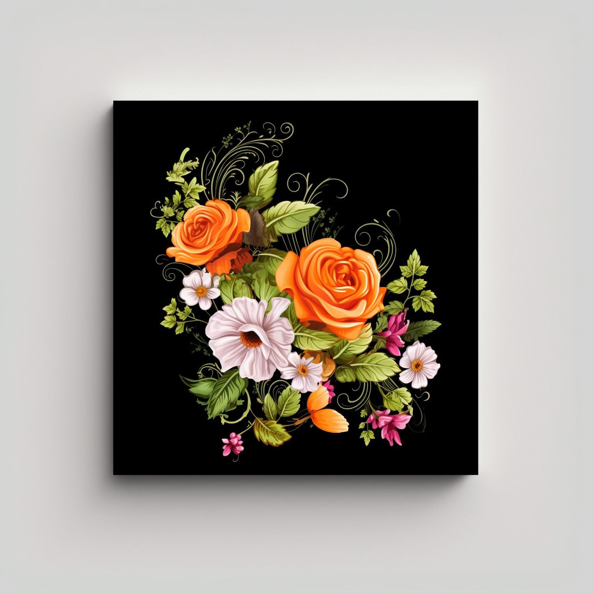 GENERICO - Diseño De Acuarela Floral Elegante Con Rosas Y 60x60 Cm