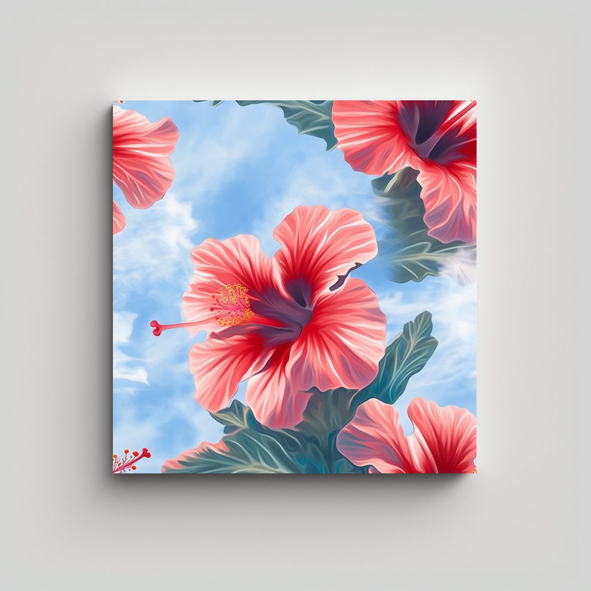 GENERICO - Cuadro Pop Art Espectacular Patrón Hibiscus 60x60 Cm