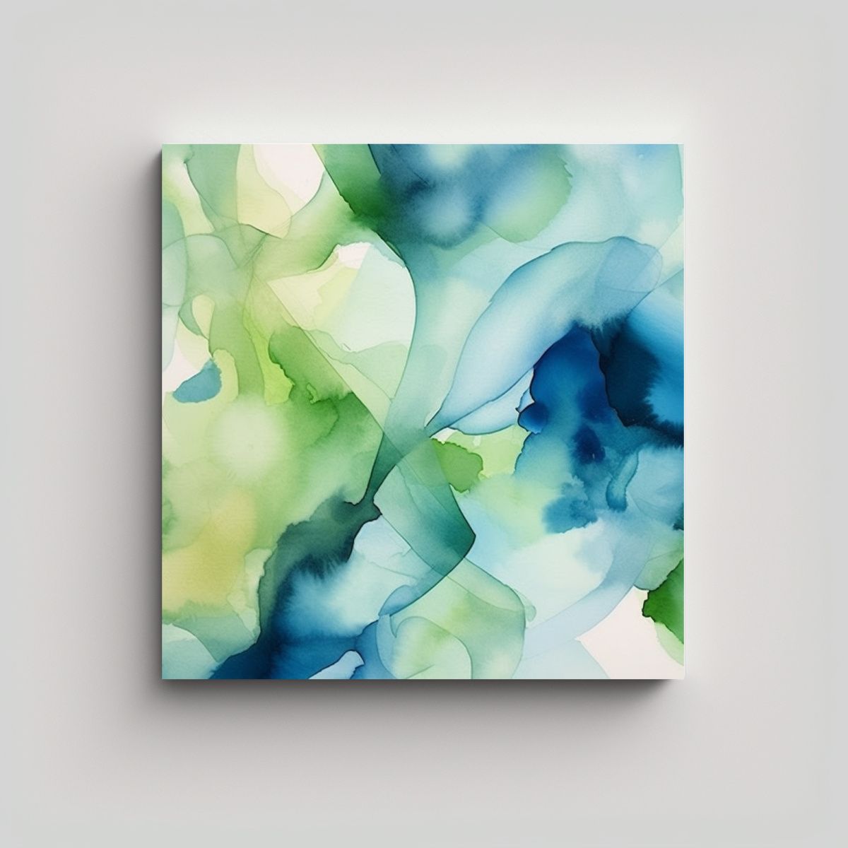 GENERICO - Pintura Abstracta En Acuarela Con Tonos Azules 60x60 Cm