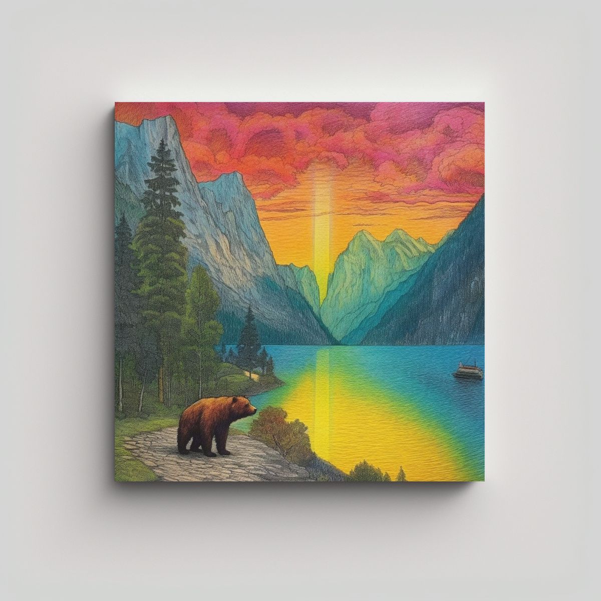 GENERICO - Pintura Decorativa De Imagen Colorida A Crayón 60x60 Cm