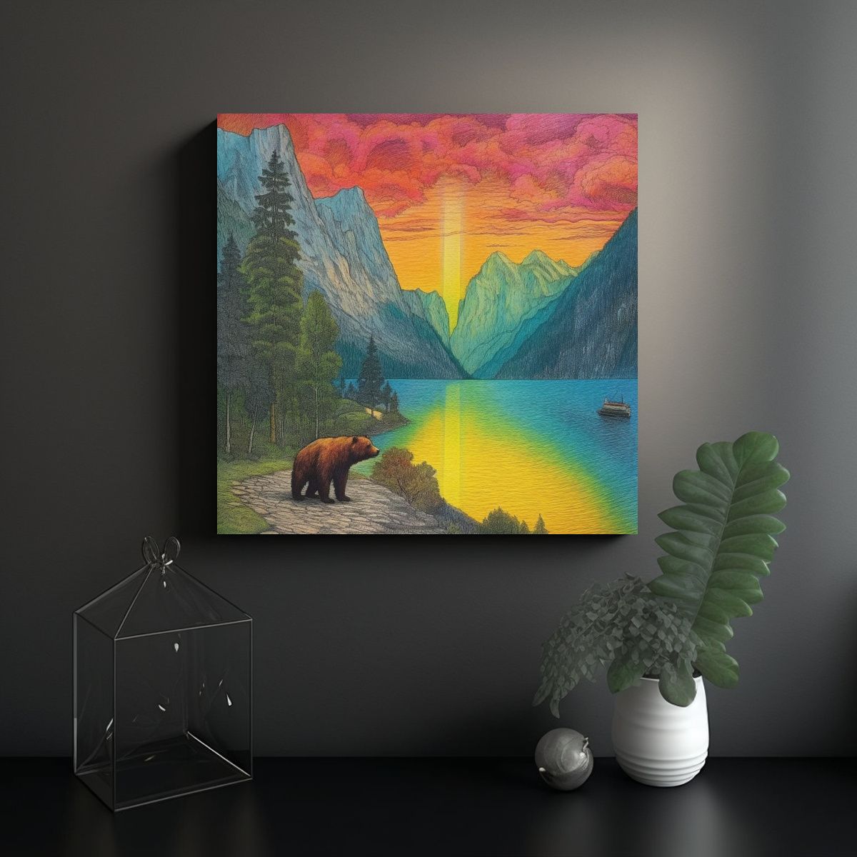 GENERICO - Pintura Decorativa De Imagen Colorida A Crayón 60x60 Cm