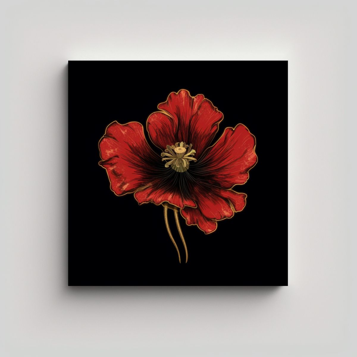 GENERICO - Espectacular Lienzo De Amapola Pradera En Fondo 60x60 Cm.