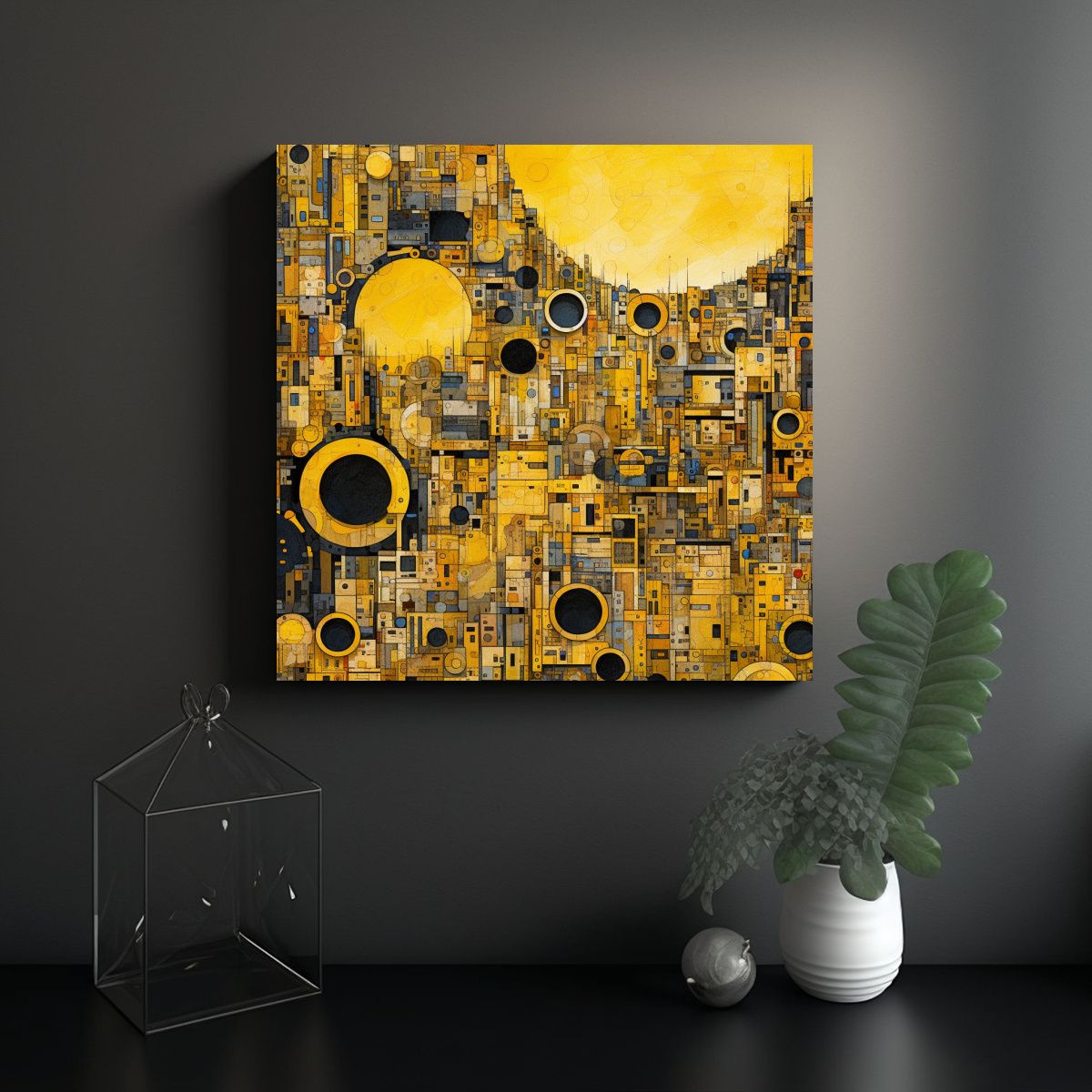GENERICO - Cuadros Decorativos Lienzo Tela Amarillo 60x60 Cm