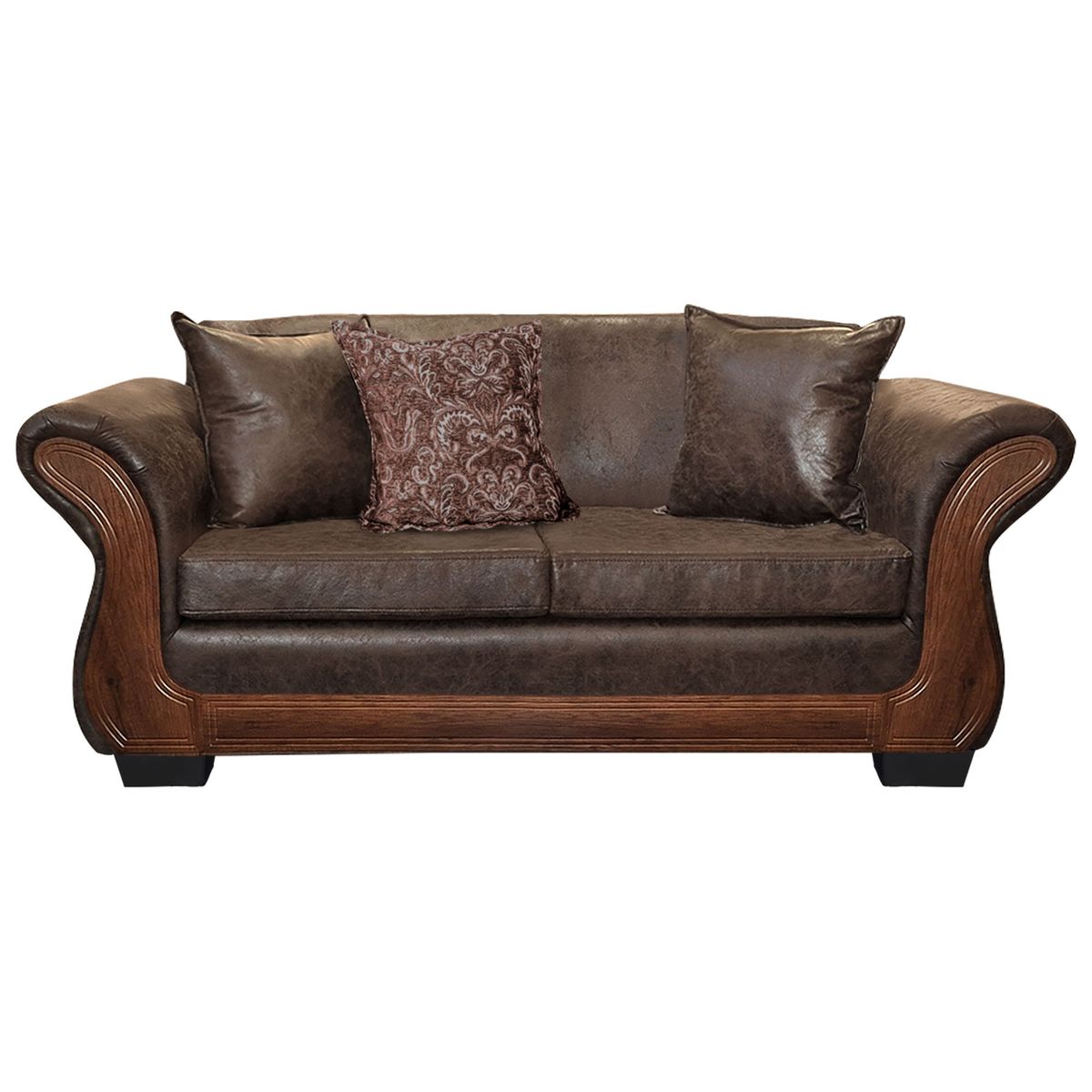 AMERICA DECORA - Sofá Con Resorte Estructural 3 Cuerpos Finis Envejecido Café Oscuro X