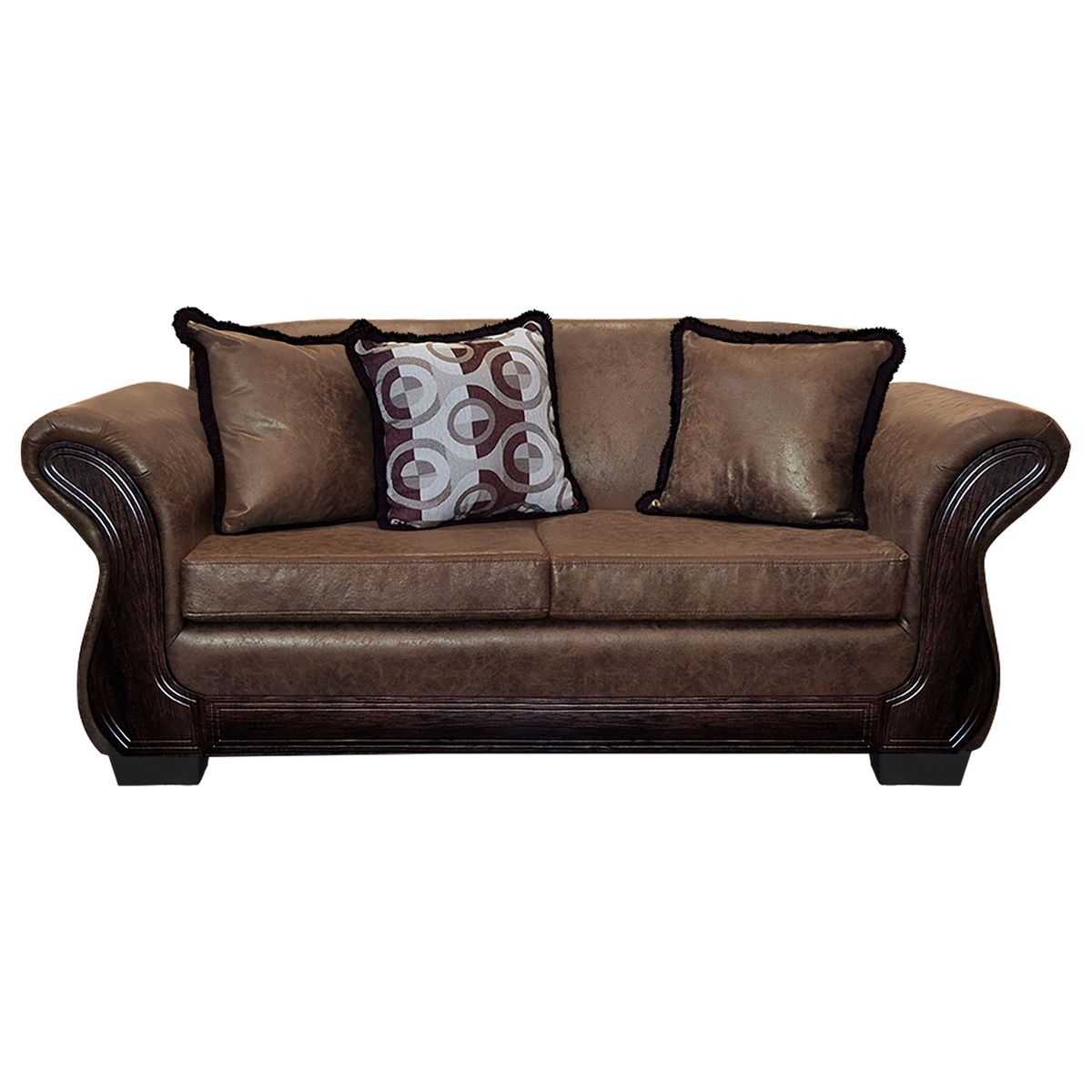 AMERICA DECORA - Sofá Con Resorte Estructural 3 Cuerpos Finis Envejecido Café Claro