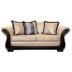 AMERICA DECORA - Sofá Con Resorte Estructural 3 Cuerpos Finis Envejecido Beige