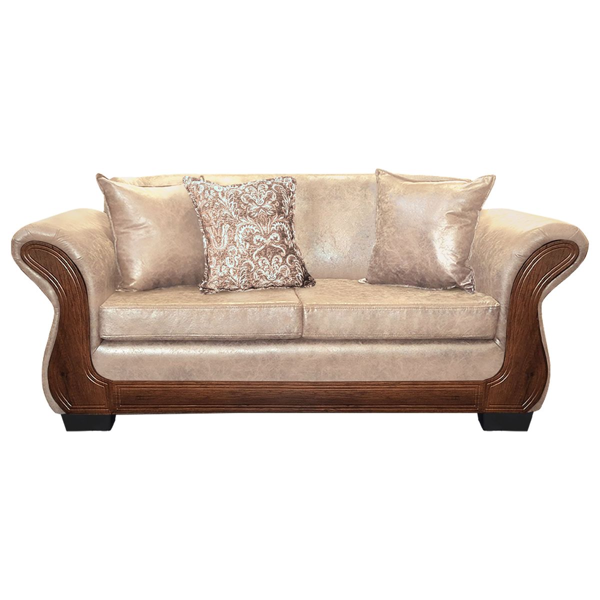 AMERICA DECORA - Sofá Con Resorte Estructural 3 Cuerpos Finis Envejecido Beige X.