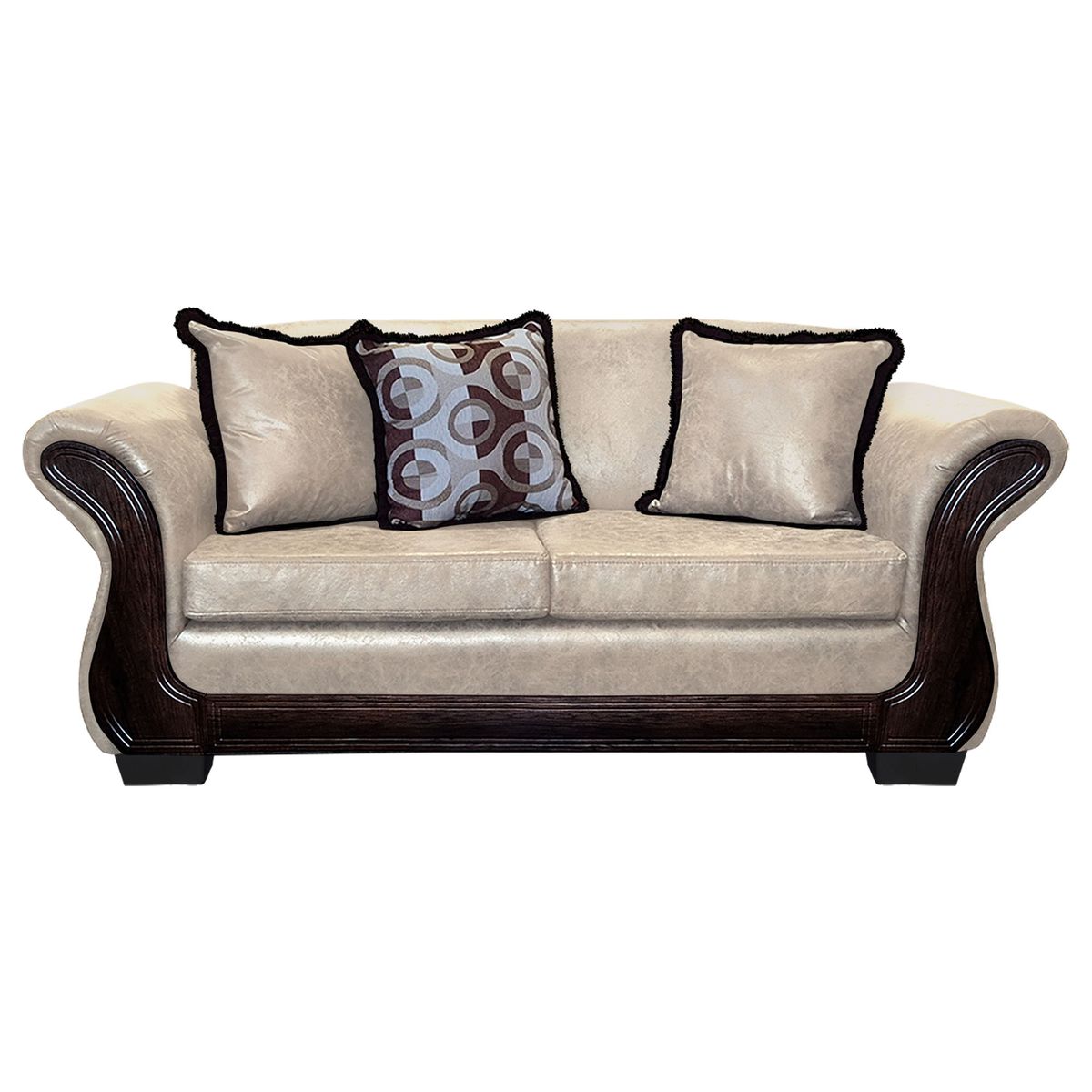 AMERICA DECORA - Sofá Con Resorte Estructural 3 Cuerpos Finis Envejecido Blanco