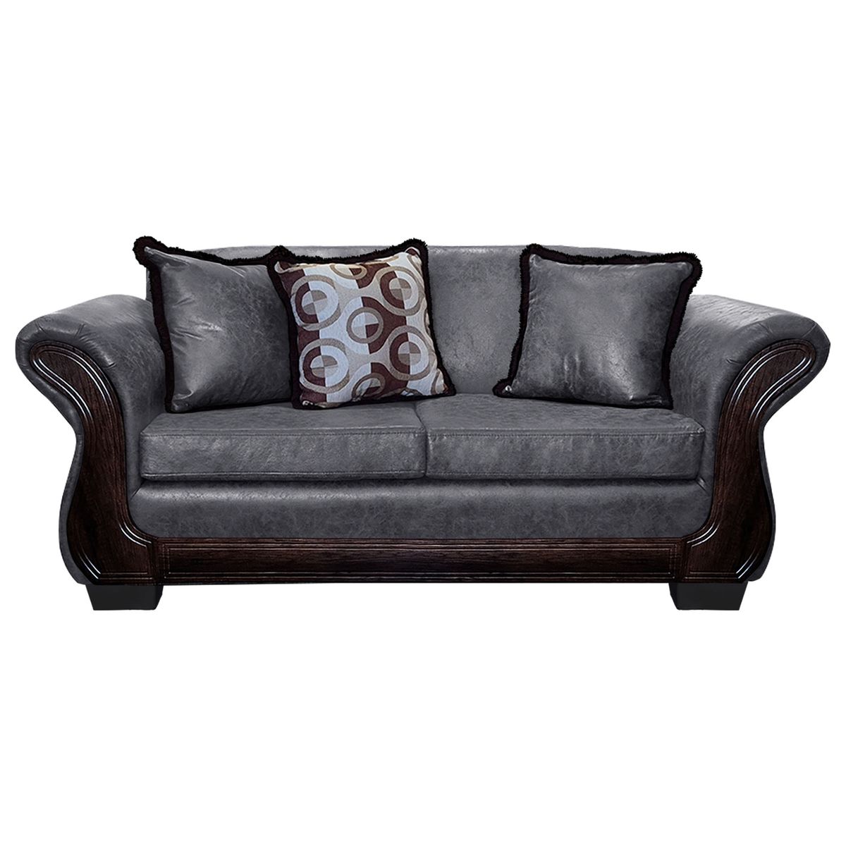 AMERICA DECORA - Sofá Con Resorte Estructural 3 Cuerpos Finis Envejecido Gris