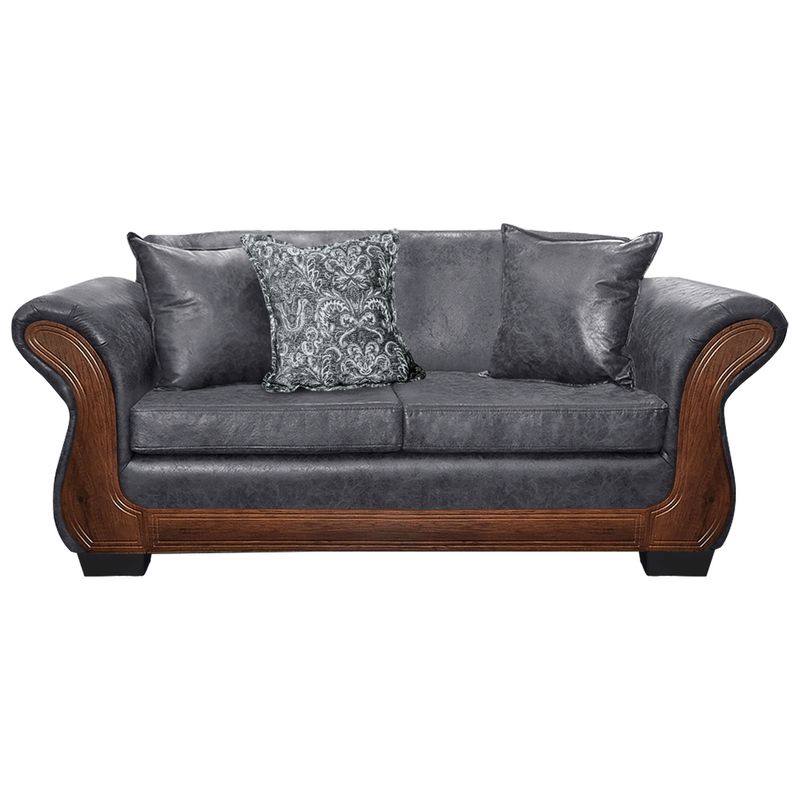 AMERICA DECORA - Sofá Con Resorte Estructural 3 Cuerpos Finis Envejecido Gris X