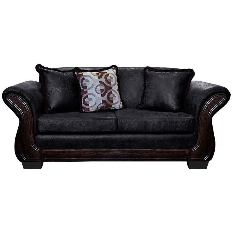AMERICA DECORA - Sofá Con Resorte Estructural 3 Cuerpos Finis Envejecido Negro