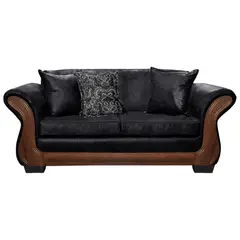 AMERICA DECORA - Sofá Con Resorte Estructural 3 Cuerpos Finis Envejecido Negro X