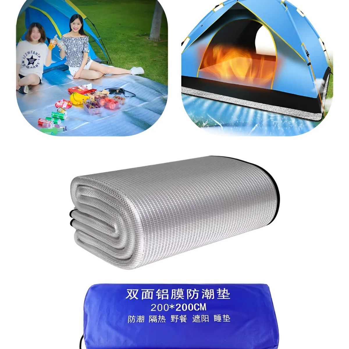 NO LOGO - Manta Aislante Térmica Acolchada Plegable Para Carpa 2m X 2m