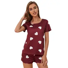 BLWOENS - Pijama de para mujeres - 2 piezas - Rojo