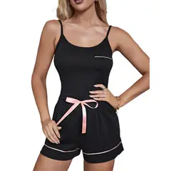BLWOENS - Pijama de para mujeres - 2 piezas - Negro