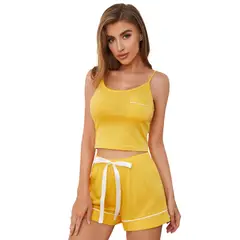BLWOENS - Pijama de para mujeres - 2 piezas - Amarillo