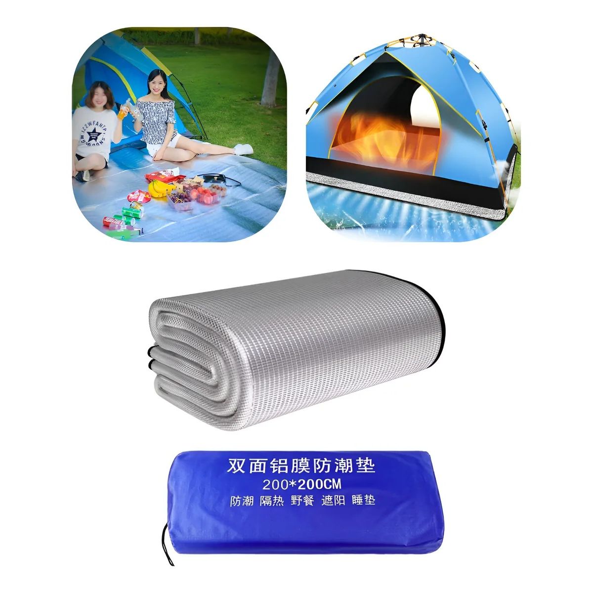 NO LOGO - Manta Aislante Térmica Acolchada Plegable Para Carpa 2m X 2m