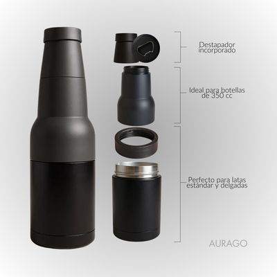 Imagen 2 del producto Enfriador de Bebidas de Acero Inoxidable 3-en-1 - Mantenedor Térmico para Botellas y Latas de 350ml