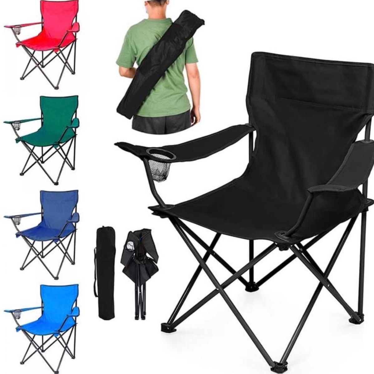GENERICO - Silla De Camping Plegable Playa Paseo Viaje Con Porta Vaso