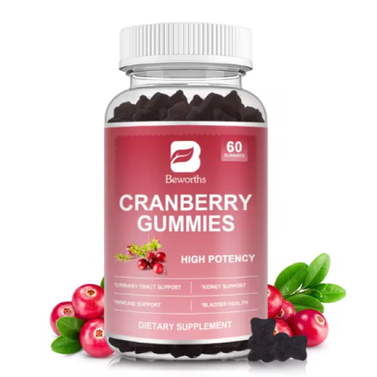 GENERICO - Beworths Cranberry Gummies Arandano Rojo Gomitas Masticables