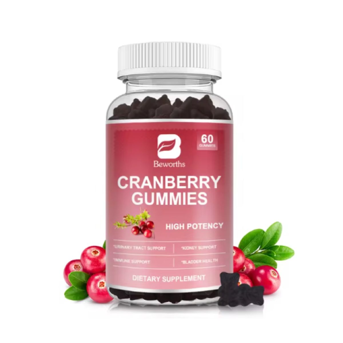 GENERICO - Beworths Cranberry Gummies Arandano Rojo Gomitas Masticables