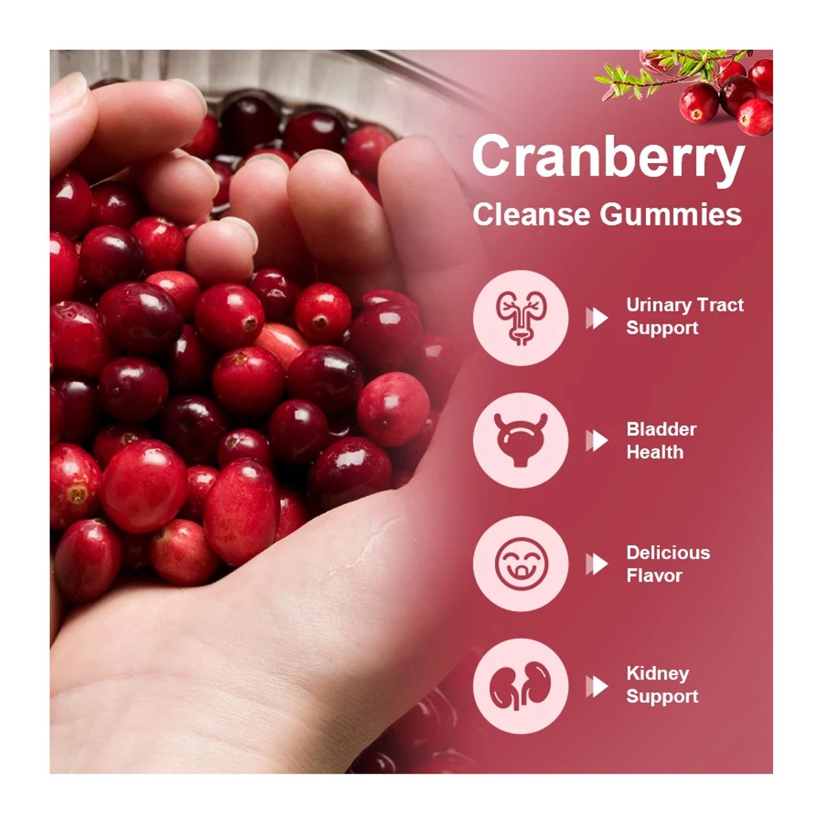 GENERICO - Beworths Cranberry Gummies Arandano Rojo Gomitas Masticables