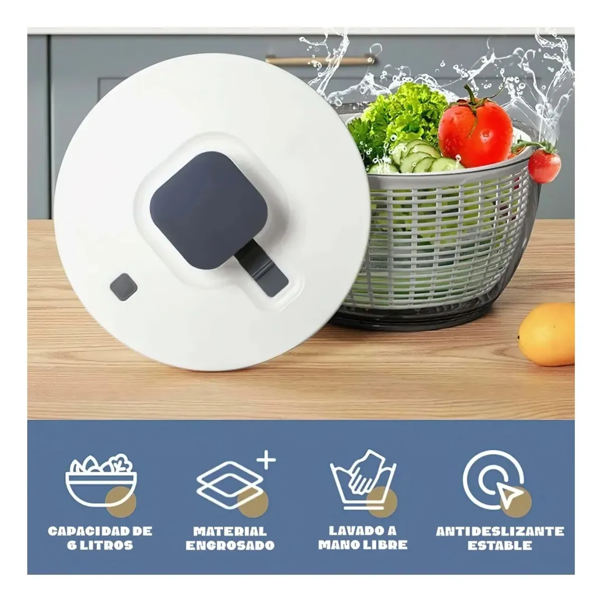 KUANGYE - Centrifuga Secadora De Verduras Lechuga Frutas 6l