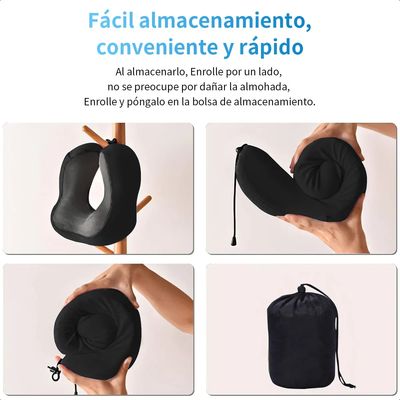 Imagen 2 del producto Almohada De Cuello Relajante Para Viaje Cojín Soporte Cómodo Negro