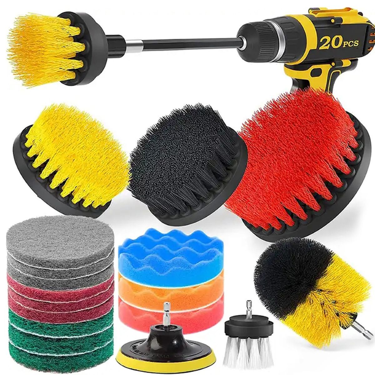 SUPERCENTER - Set 20 Piezas Limpieza De Auto Hogar Cepillos Para Taladro