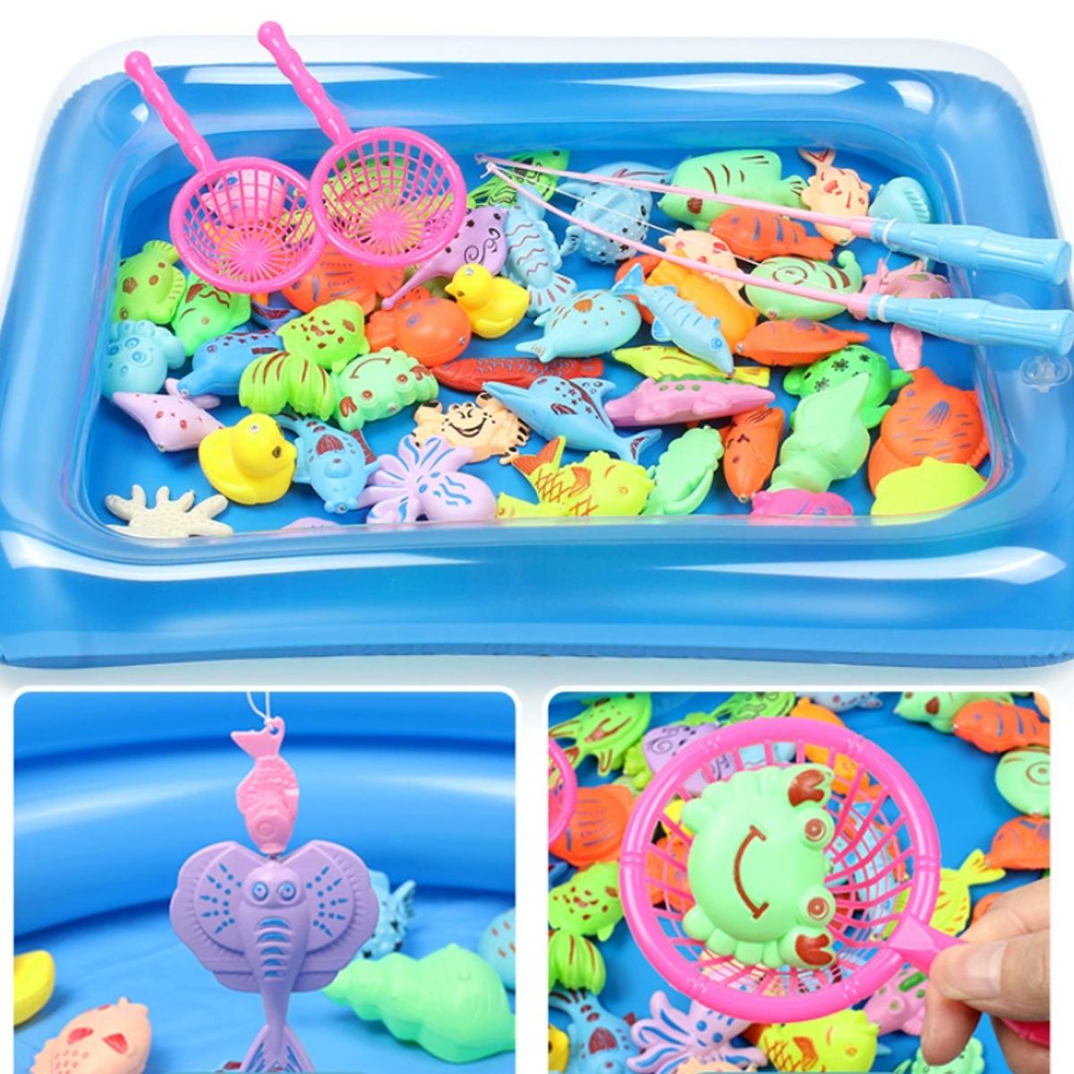 ATURE - Pesca Milagrosa Piscina Cuadrada Juego 51 Piezas Regalo Niño