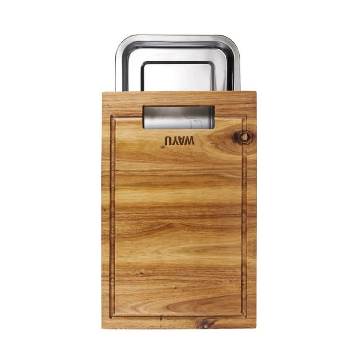WAYU - TABLA MADERA  BANDEJA DE ACERO WAYU